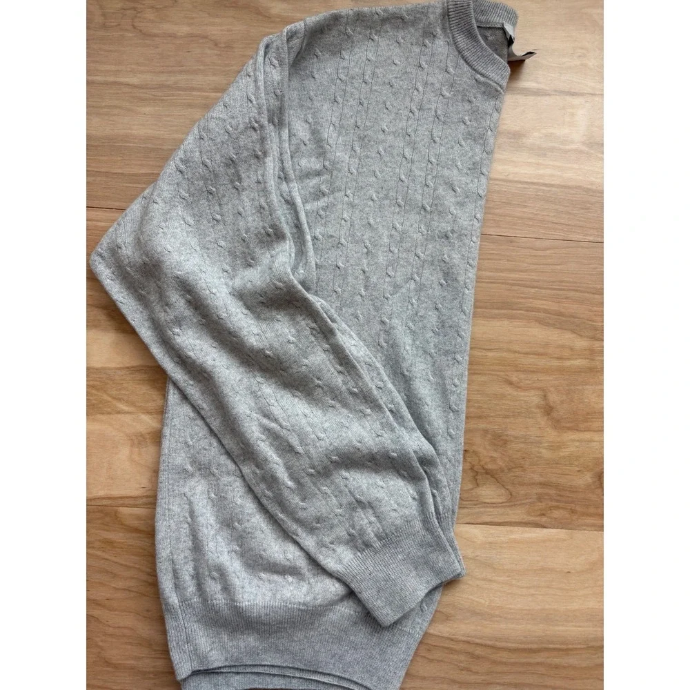 I Levrieri Cashmere Silk Sweater Mens Large Gray Cable Knit Old Money Crewneck